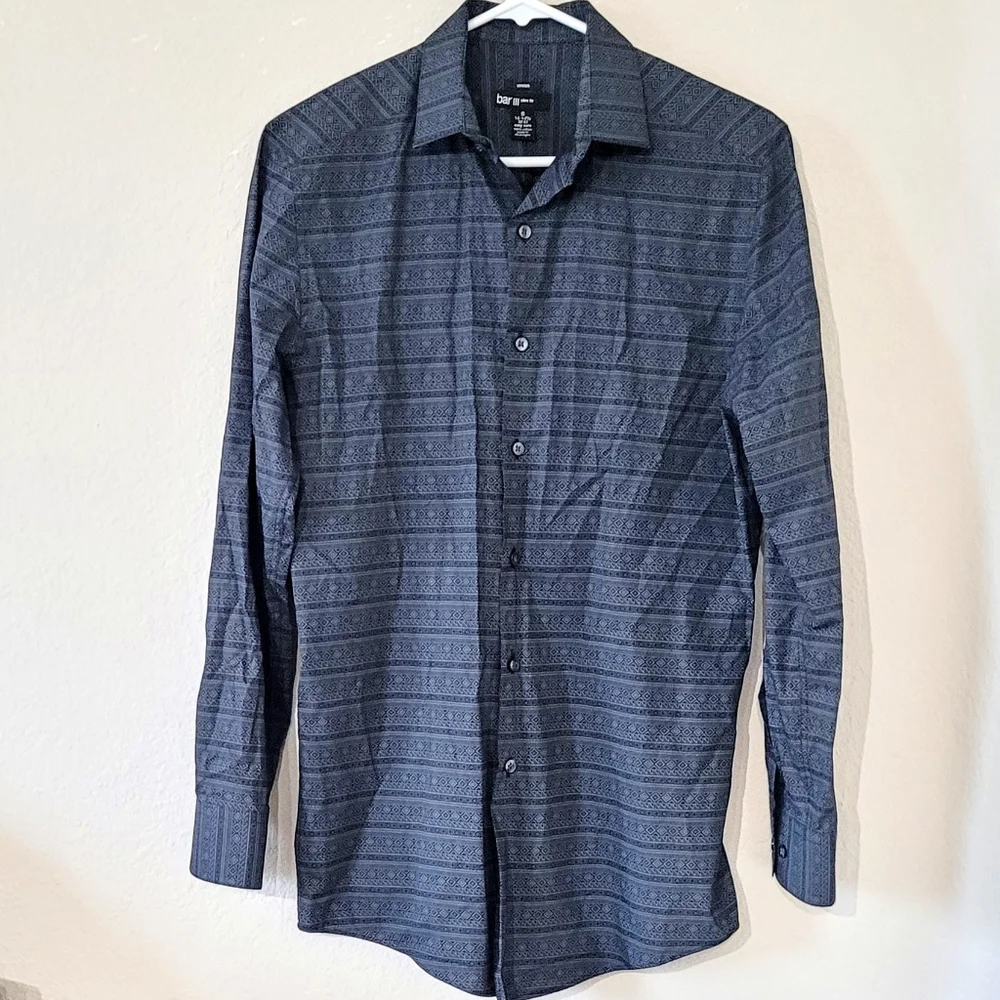 SLIM FIT Gray/ Black Dress Shirt - Picture 3 of 4